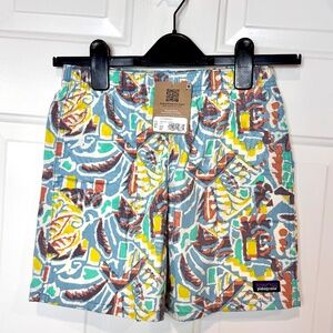 Kid's Patagonia Funhoggers Shorts, NWT: Thriving Planet in Lago Blue, Size M(10)
